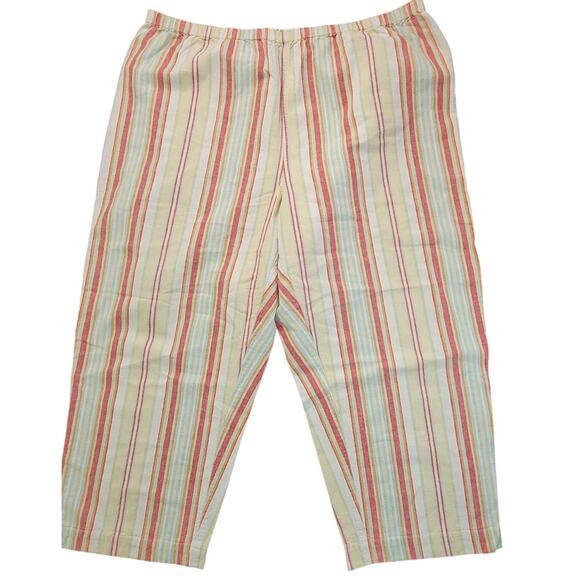 Additions by Chico's size 3 white/red/yellow striped capris elastic waist - Picture 1 of 5